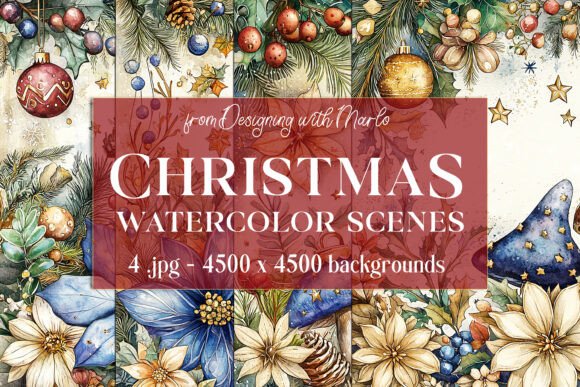 Christmas Scenes Backgrounds, Set 24: Festive Design Assets