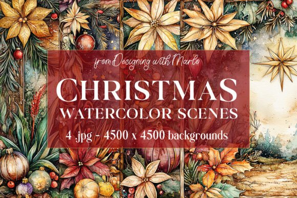 Christmas Scenes Backgrounds, Set 41: Festive Design Assets