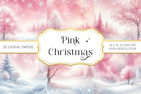 Enchanting Watercolor Pink Christmas Backgrounds for Your Designs