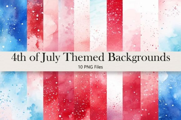 July 4th Pastel Watercolor Backgrounds: Modern Festive Design