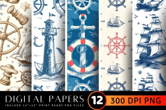 Nautical Digital Paper Backgrounds: Your Creative Sea
