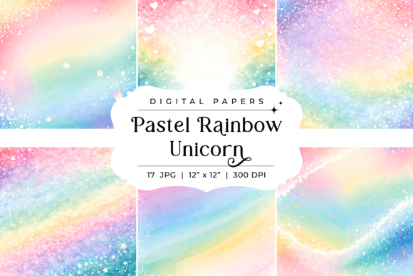 Pastel Rainbow Unicorn Backgrounds: A Digital Paper Collection for Modern Creatives