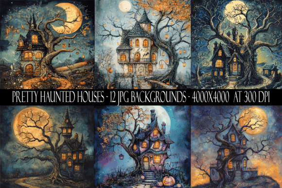 Pretty Haunted House Backgrounds for Creative Designers