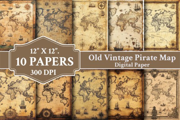 Set Sail with Vintage Pirate Treasure Map Backgrounds