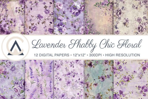 Shabby Chic Lavender Flowers Backgrounds for Creative Projects