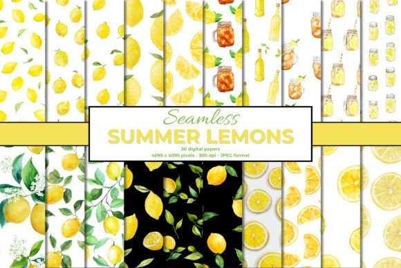 Summer Lemon Seamless Backgrounds Bundle: A Fresh Take on Design Assets