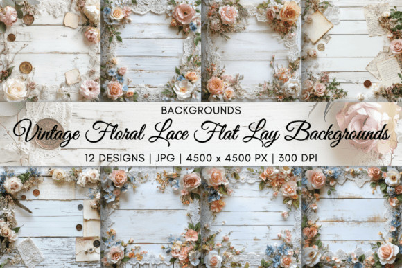 Timeless Romance: Vintage Floral Lace Flat Lay Backgrounds