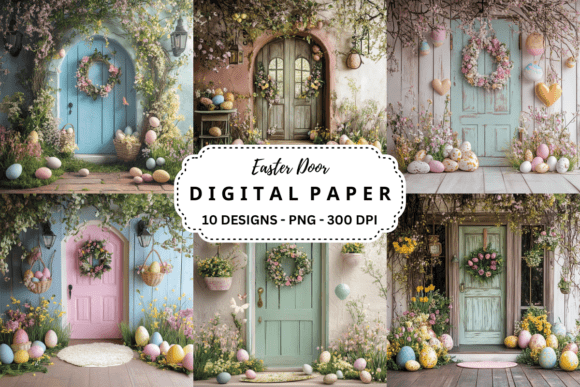 Transform Your Spring Projects with Easter Door Digital Backgrounds
