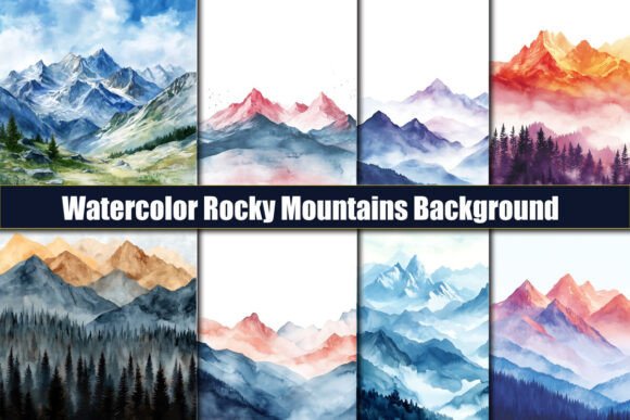 Unleashing Nature's Grandeur: Watercolor Rocky Mountains Backgrounds